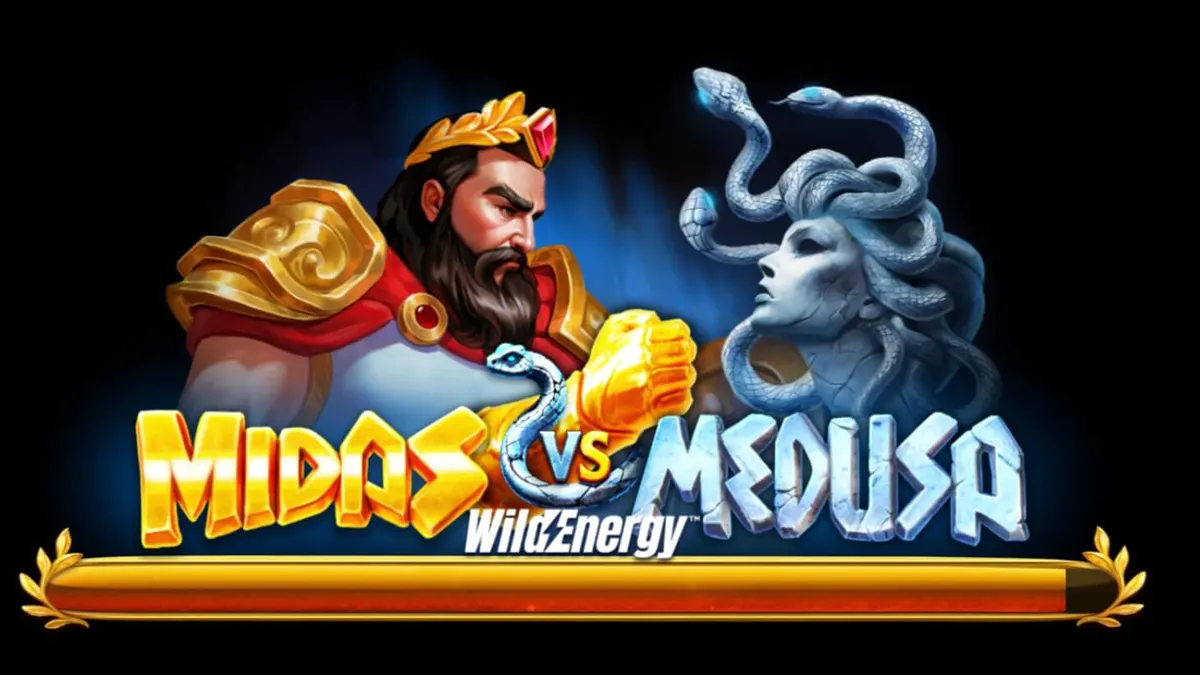 Midas VS Medusa WildEnergy slot machine interface featuring mythical characters